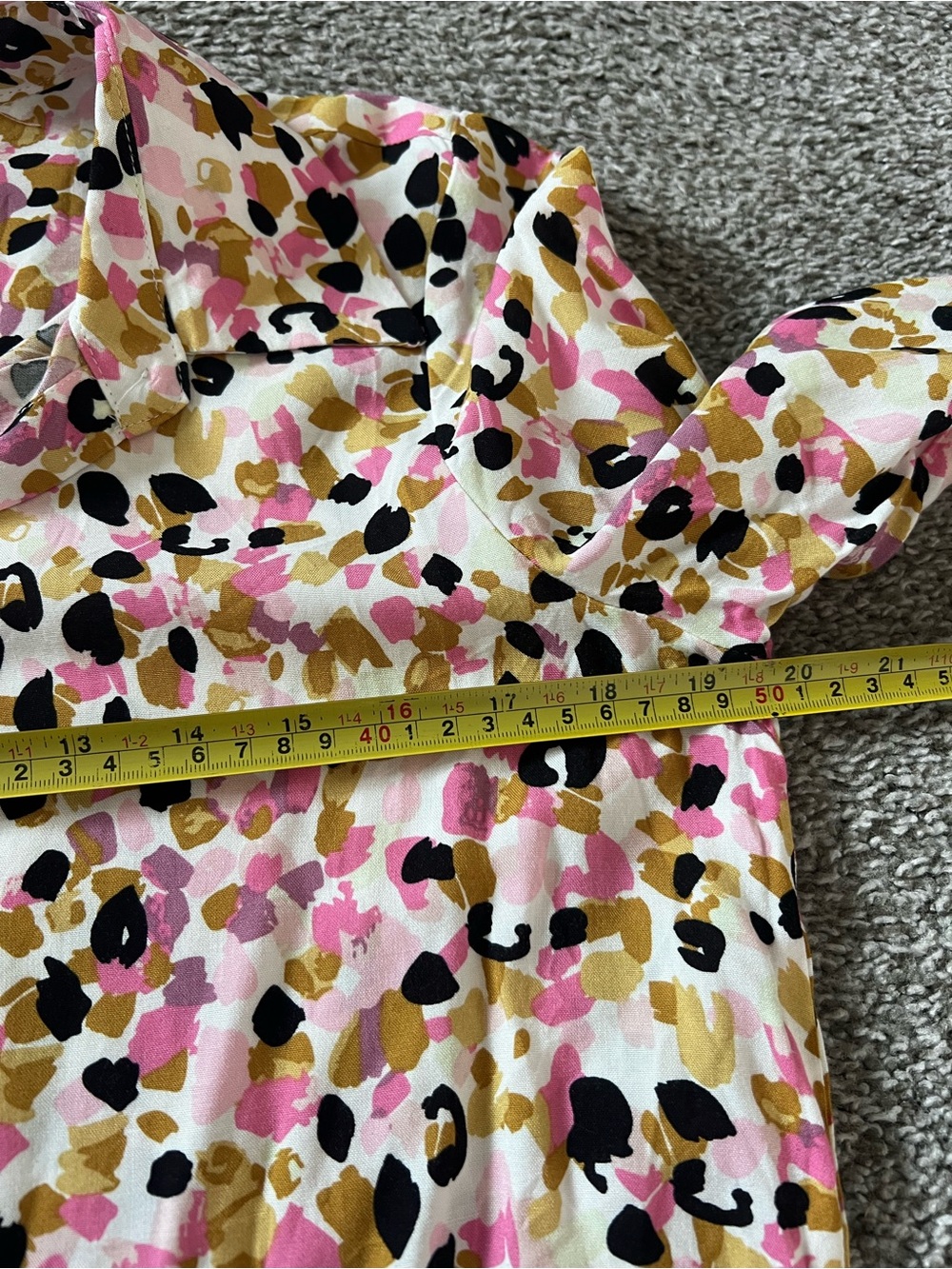Button-Front Pink Multi-Print Collared Shirt - Picture 7 of 8